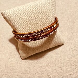 Vintage | Bangle | Pair of Thin Bangles | Magenta, Purple, Pink, Green & Crystal